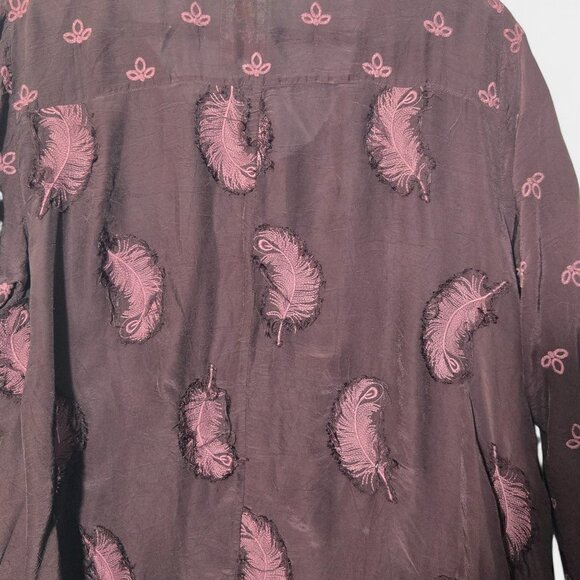 Johnny Was Crochet Eyelet Oversized Tunic Purple Feathers L Romantic Goth Boho - Picture 6 of 10